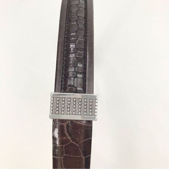 Brighton Brown Leather Weave and Reptile Pattern Belt - Picture 9 of 13